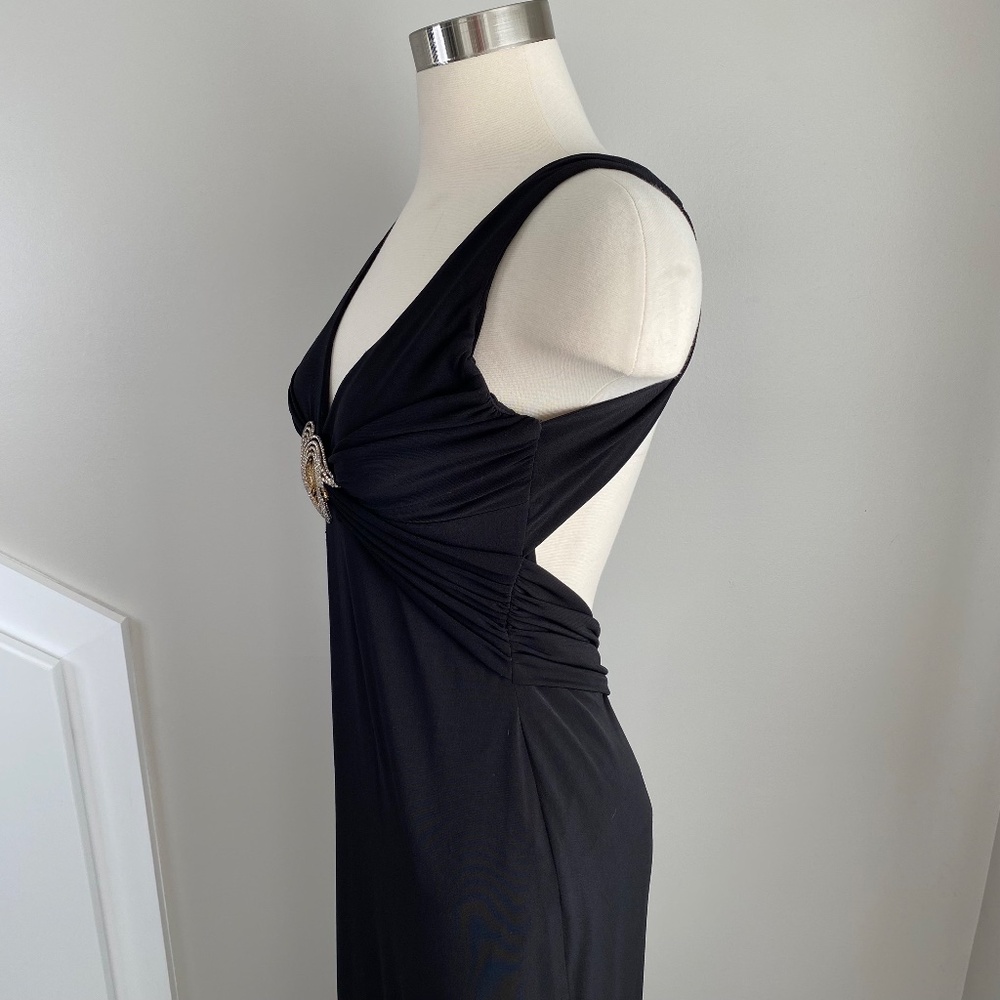 Cache Full Length Black Backless Gown With Rhines… - image 4